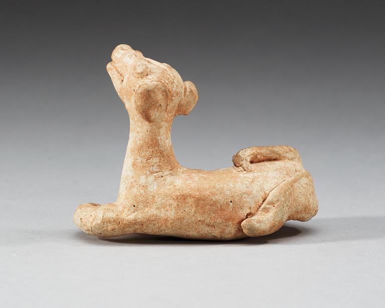 A potted figure of a dog, Six dynsties (222-589).