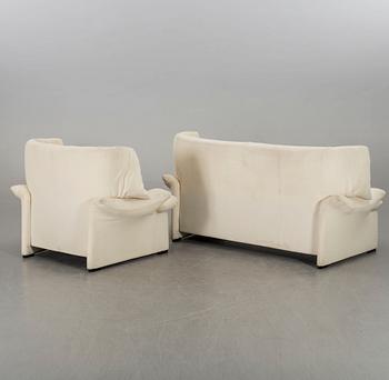 A VICO MAGISTRETTI "PORTOVENERE" SOFA AND ARMCHAIR, Cassina late 20th century.