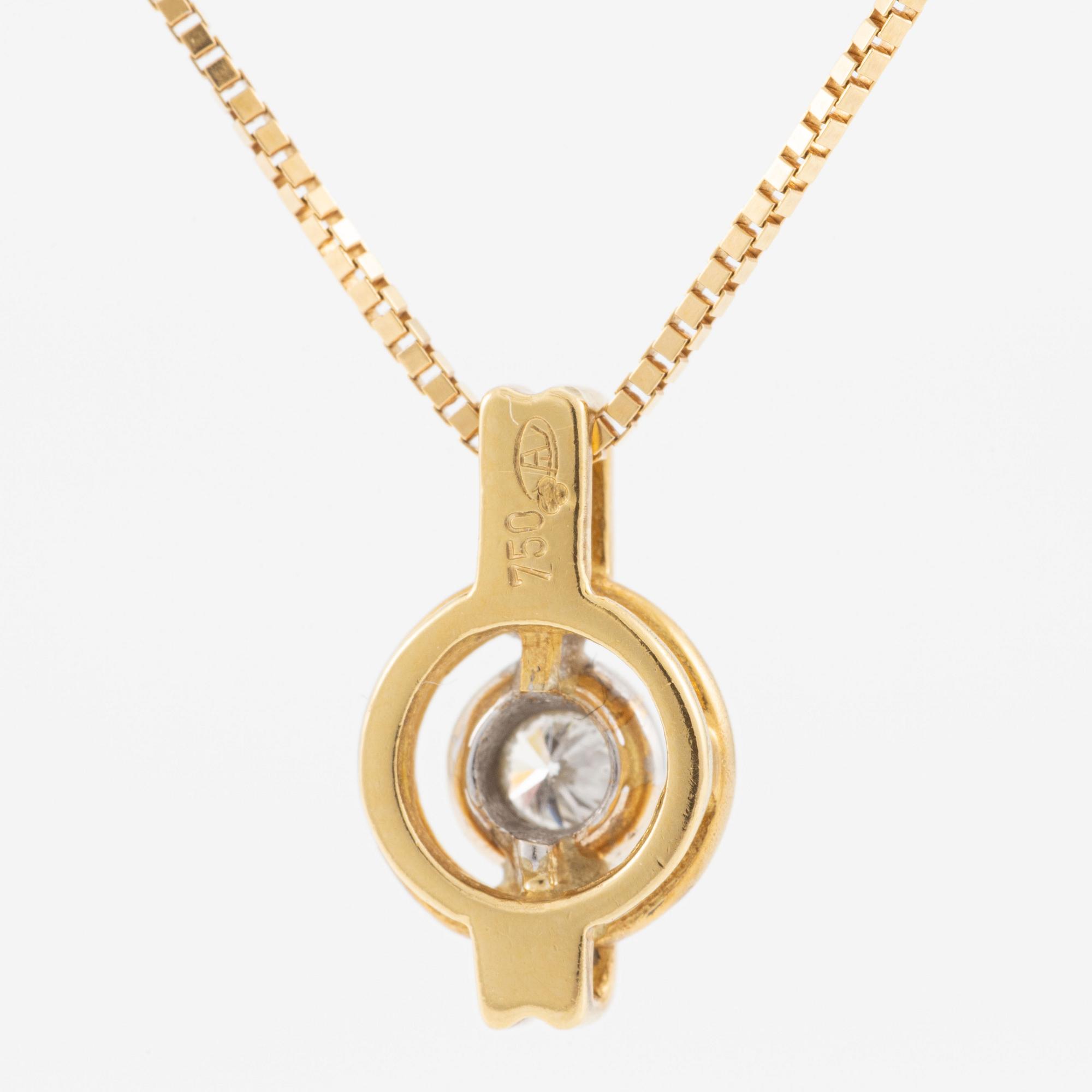 Hängsmycke, 18K guld med briljantslipad diamant.