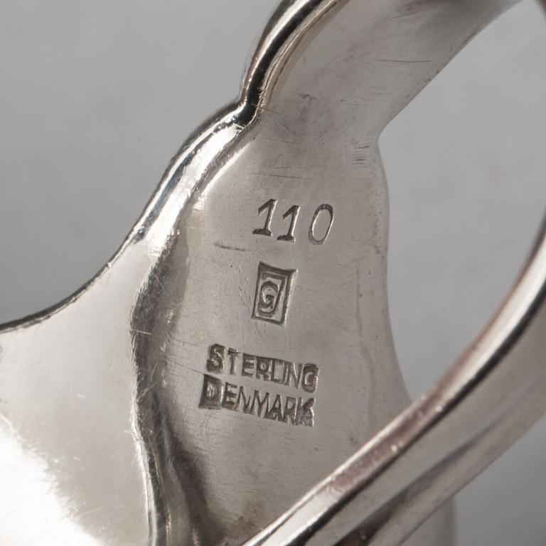 SALTKAR MED SKED, 6 st, silver, Georg Jensen Danmark med svenska importstämplar. Ca 105g.