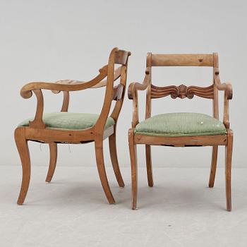 KARMSTOLAR, ett par, senempire, 1800-talets mitt.