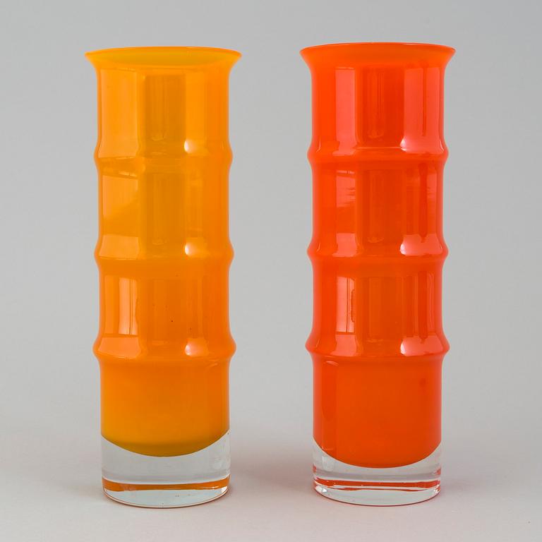 VASER, ett par, glas, Banboo, Bo Borgström, Aseda Glasbruk.