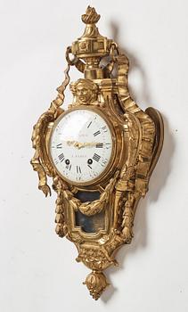 A Louis XVI wall clock, Le Roux Paris, late 18th century.