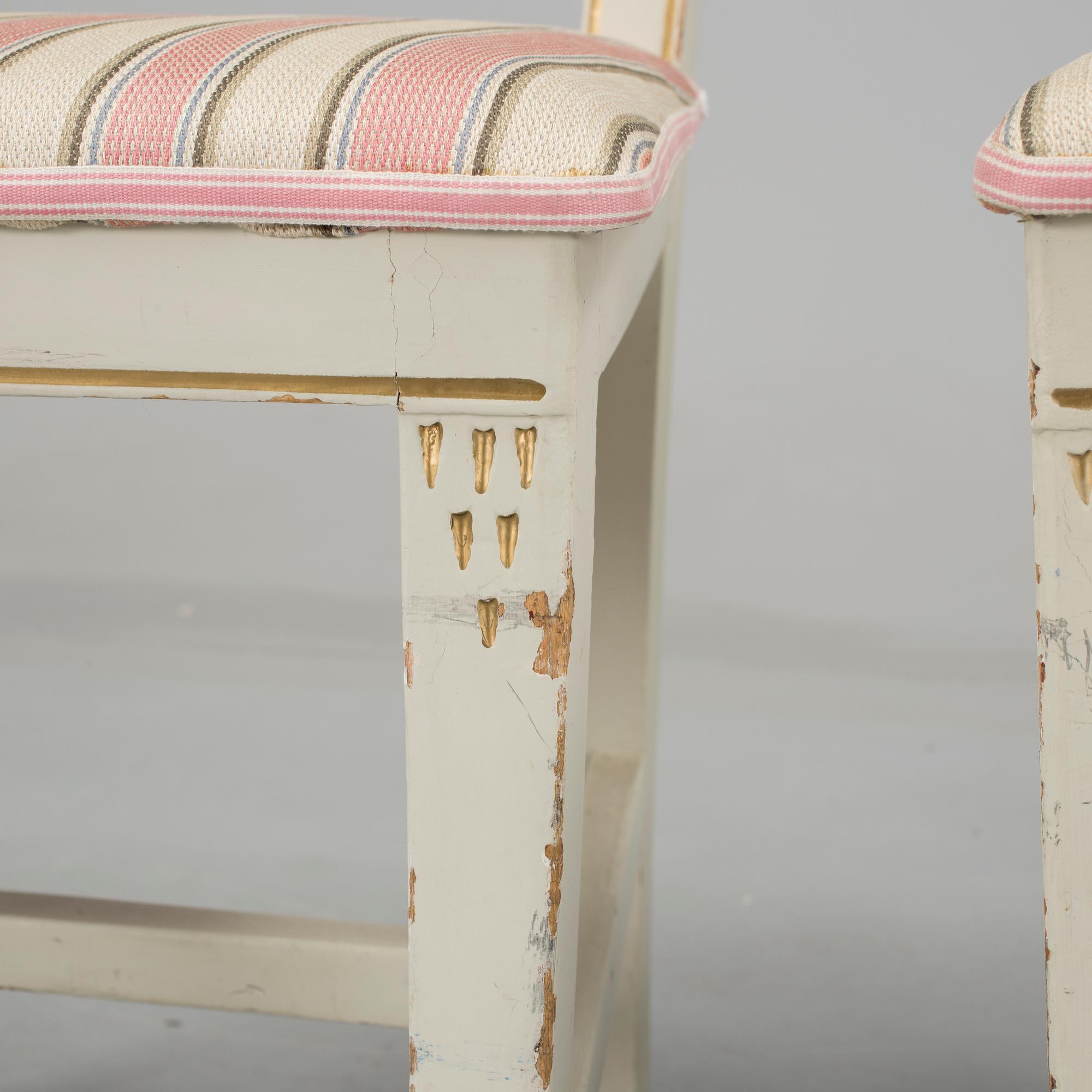A pair of Swedish Gustavian chairs by Anders Andersson, signed AAS, Lindome from around year 1800.