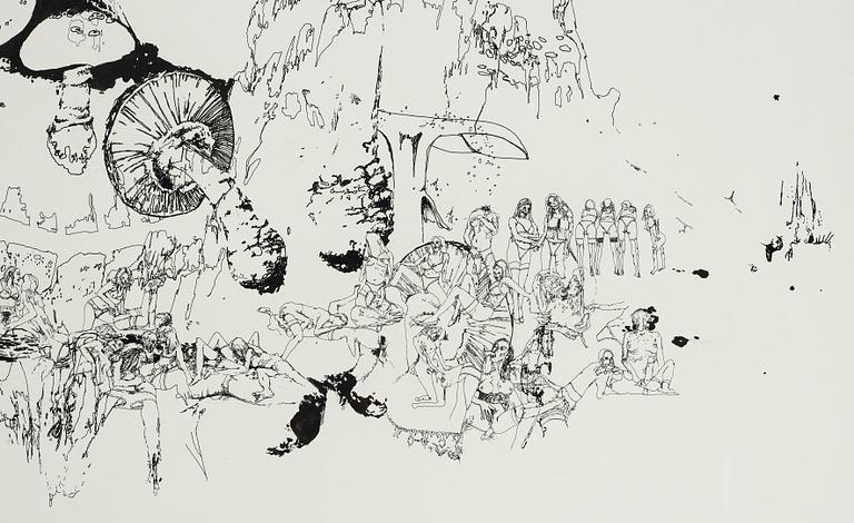 MATT GREENE, utförd 2003, bläck och färgkrita på papper.