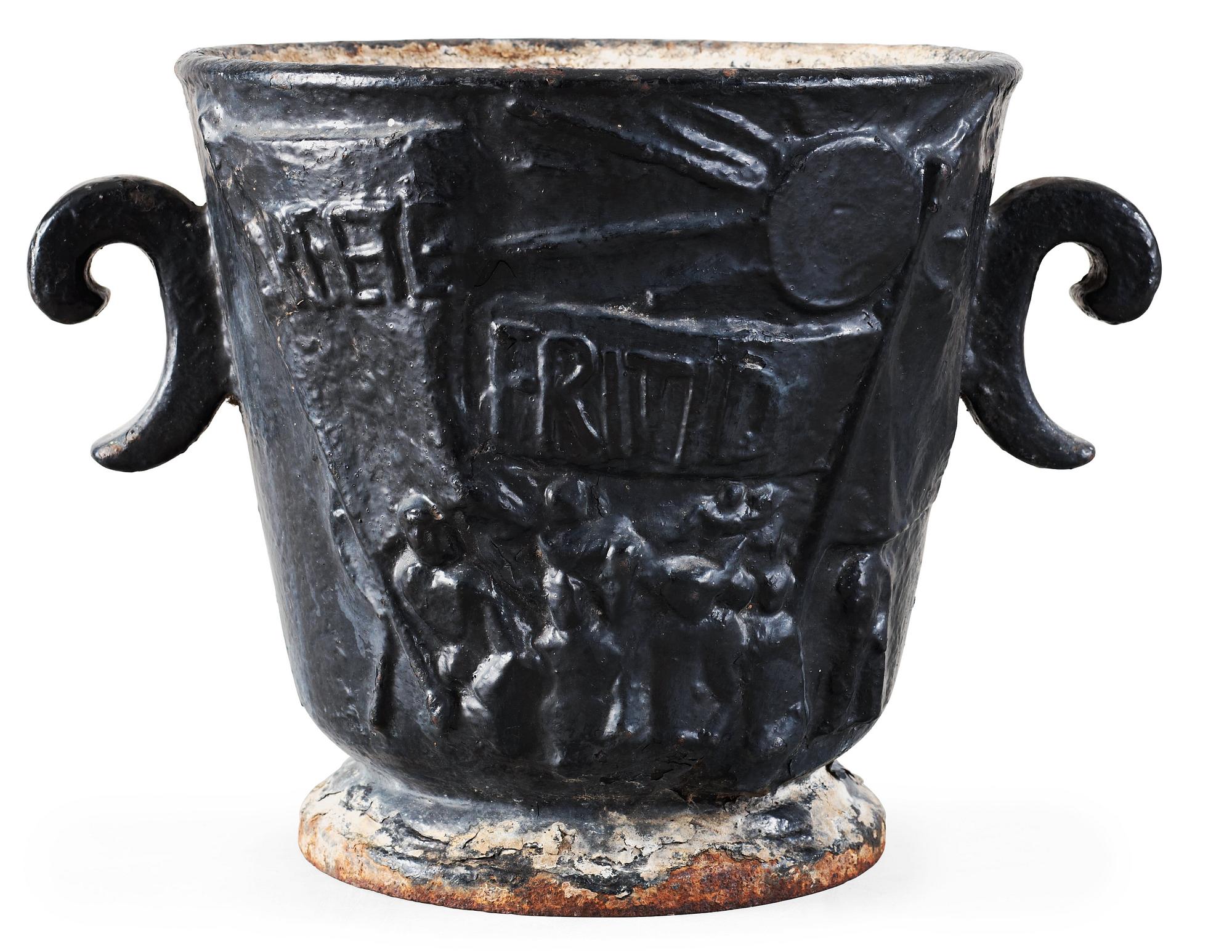A Swedish cast iron garden urn, 1920-30's.
