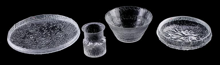 SKÅLAR, 4 st, OCH VAS, glas, Ittala, 1900-talets andra hälft.