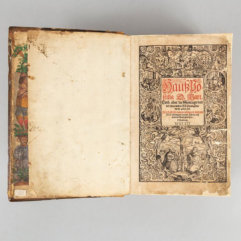 Martin Luther’s Haußpostil, 1553, with numerous coloured woodcuts.