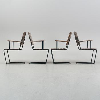 Artur Lindqvist, four garden 'A2' armchairs, Grythyttan, late 20th Century.