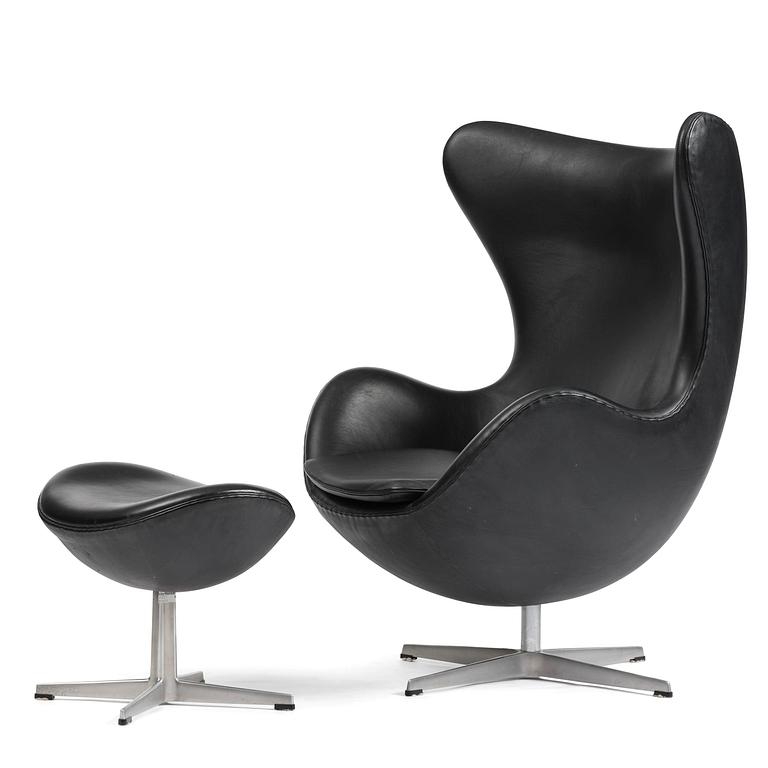 Arne Jacobsen, an "Egg" chair with ottoman, Fritz Hansen, Denmark, 2001.