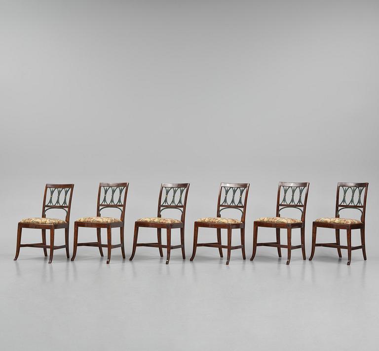 A set of six Russian Empire chairs, early 19th century.