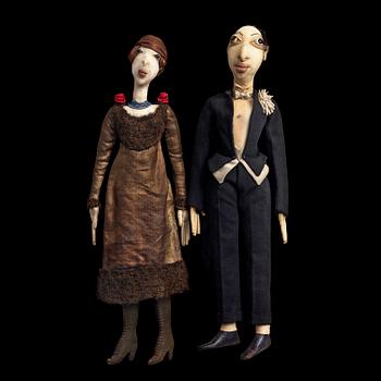 Marie Vassilieff, Puppets, two, representing Sigrid Hjertén and Isaac Grünewald.