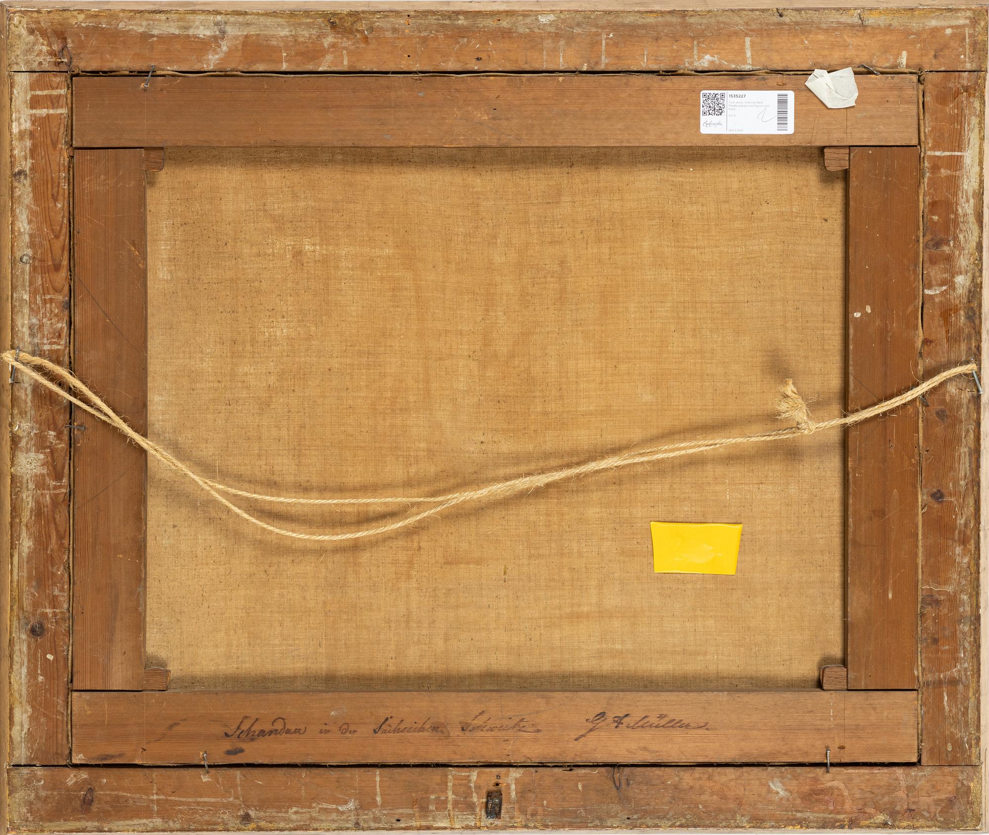 Tysk skola, omkring 1860. Flodlandskap med figurer och båtar.