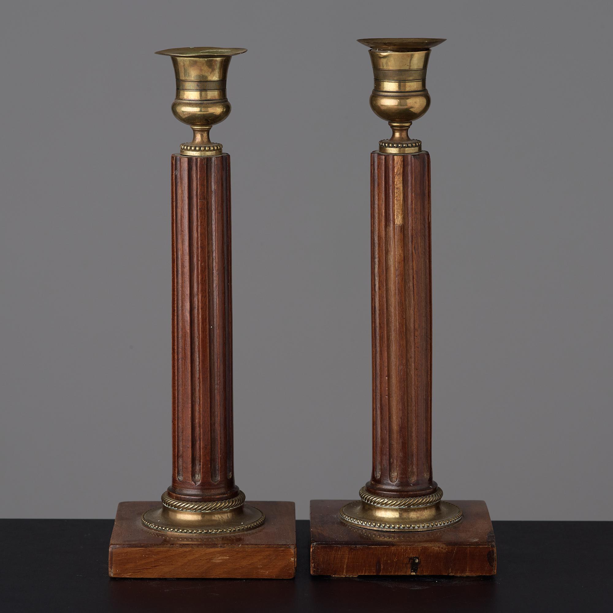A pair of late Gustavian late 18th century candlesticks.