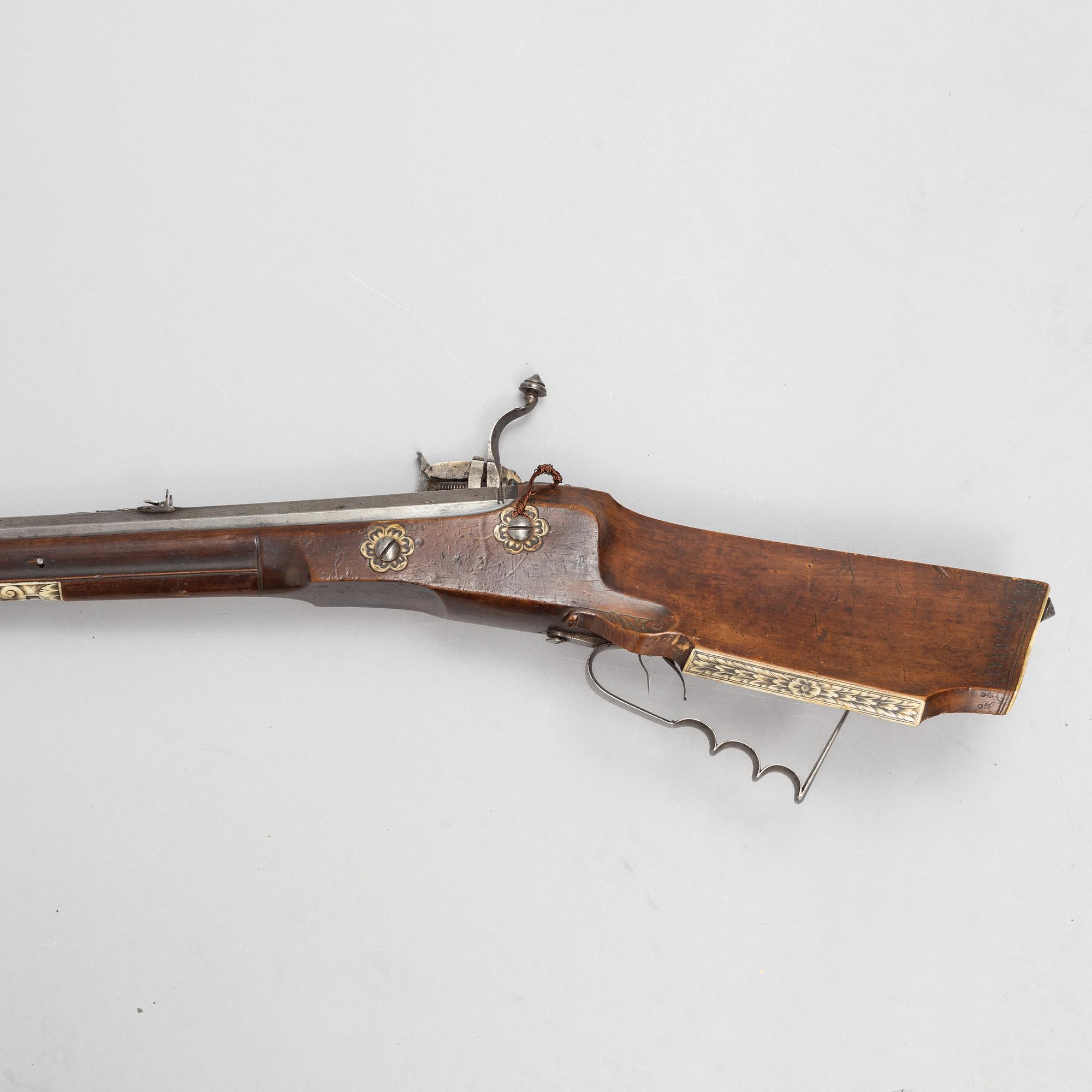 Hjullåsstudsare, signerad Johan Neureuter, Salzb. (Salzburg 1669-1754) från omkring år 1700.