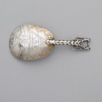 A Swedish 18th century parcel-gilt silver spoon, unidentified marks, possibly Johan Hammargren, Piteå (1775-1805(-1809)).