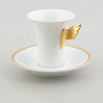 A set of eight porcelain coffee service pieces, 'Ikarus Médaillon Méandre d'Or', Versace for Rosenthal.