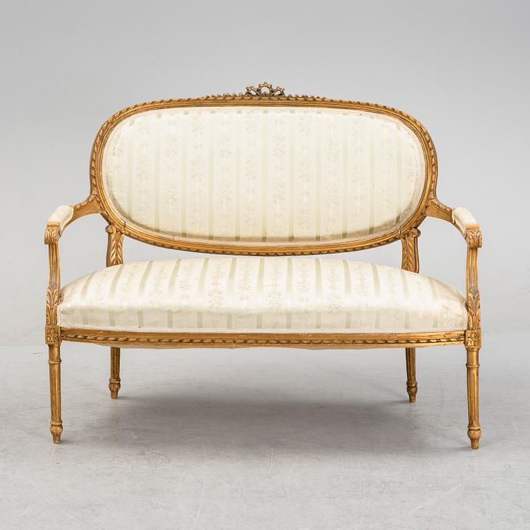 Soffa samt stolar, gustaviansk stil 1800-talets slut.