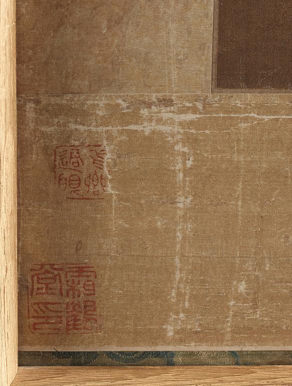 MÅLNING, kopia av okänd konstnär, fritt efter målning av Song Huizong (1082-1135), Qingdynastin, troligen 1800-tal.