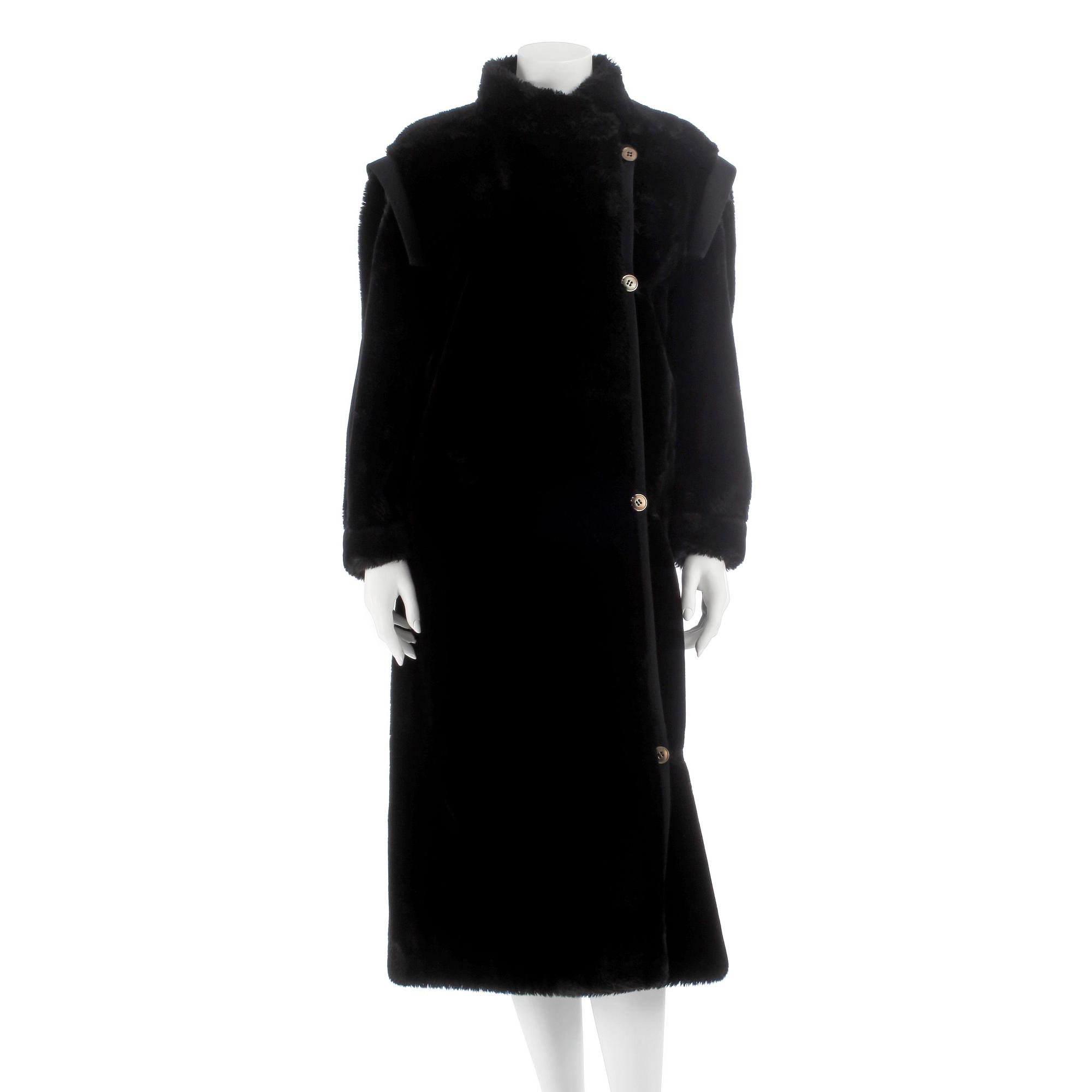 SONIA RYKIEL, a faux fur black coat.