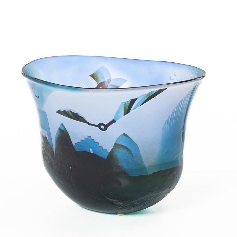 Bertil Vallien, a unique glass vase, Kosta Boda, Sweden, signed.