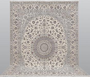 A Nain part silk carpet, 408 x 308 cm.
