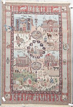 MATTA, figural Kashmir, ca 215x150 cm.