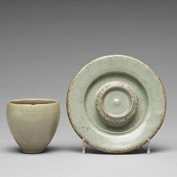 A celadon cup with stand, Korea, Koryo.