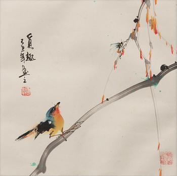 Unidentified artists, three Chinese paintings, around 2000.