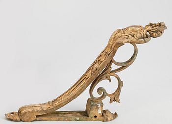 GARDINSTÅNGSHÅLLARE, 4 st, metall, omkring 1900.