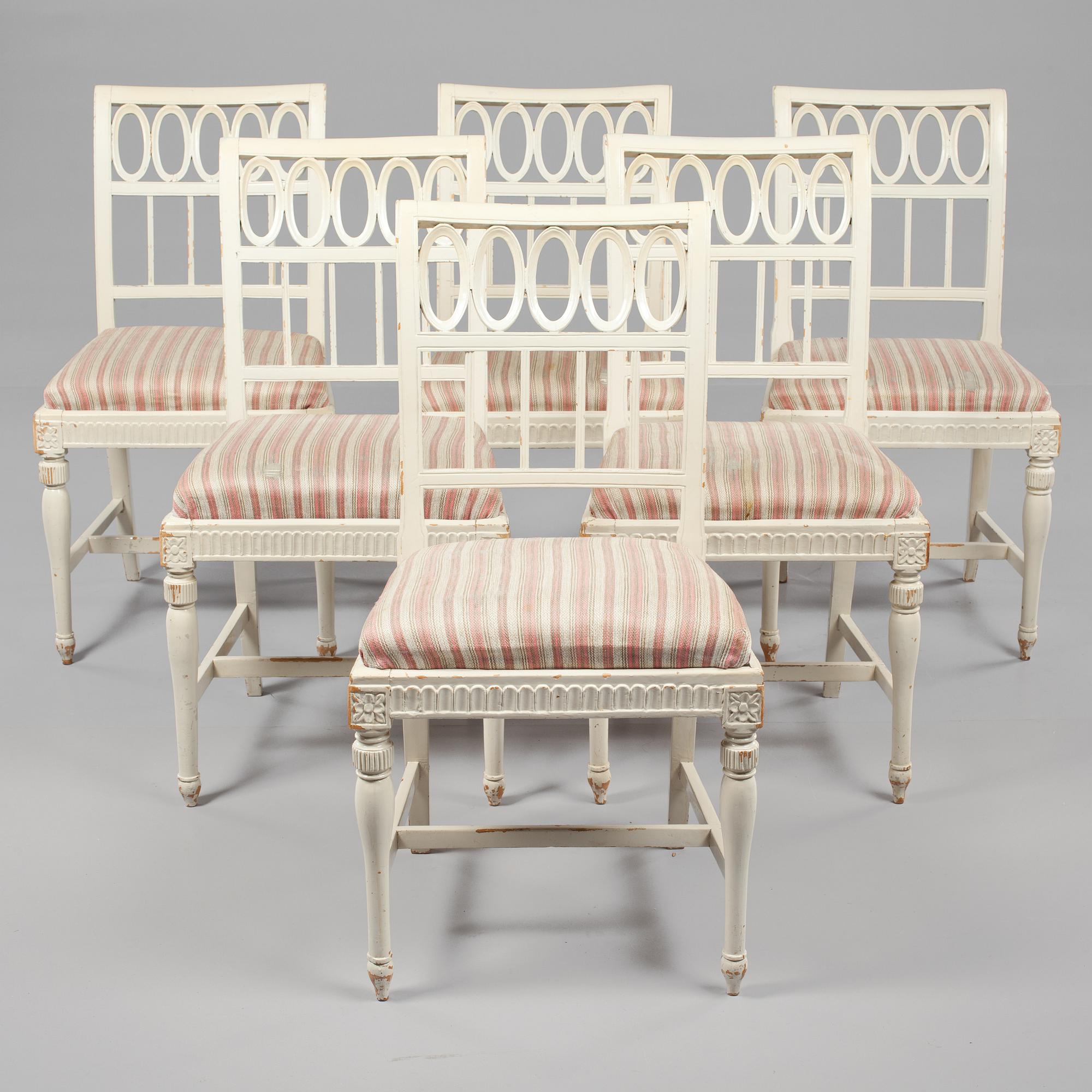 STOLAR, 6 st, gustavianska, varav två signerade Anders Nilsson, Lindome, 1800-talets första hälft.