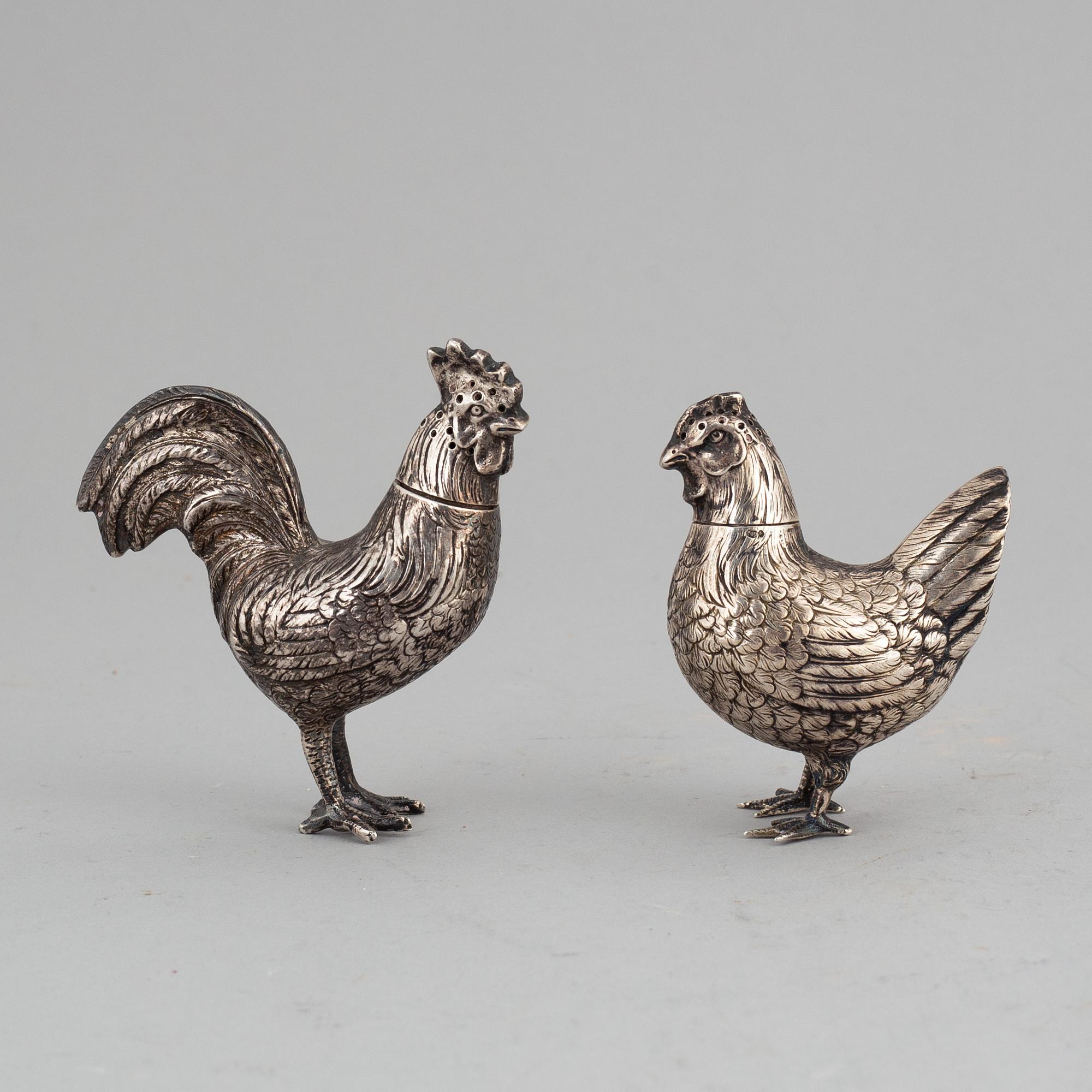 Two silver salt cellars, swedish import marks.