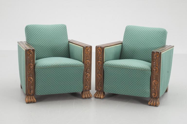 FÅTÖLJER, ett par, Art deco, 1900-talets första hälft.