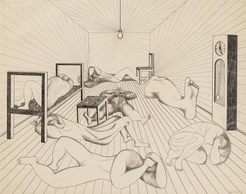 PETER WEISS, pencil on paper, signed Weiss and dated 1955.