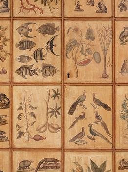 Josef Frank, a rare cabinet covered with prints depicting different animals and plants, Firma Svenskt Tenn, Sweden 1940s.