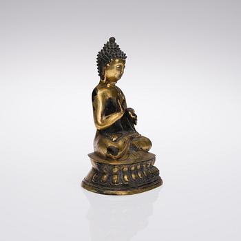 BUDDHA, skulptur, mässing, trol. Kina, 1900-talets första hälft.