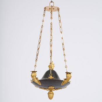 A Swedish Empire four-light hanging-lamp, first part of the 19th century.