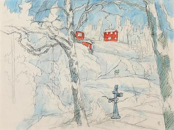 HILDING LINNQVIST, Hilding Linnqvist 1891-1984. Akvarell. Monogramsignerad.