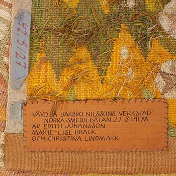 Barbro Nilsson, A TAPESTRY, "Solen", a tapestry variant, ca 242 x 110 cm, signed AB MMF BN.