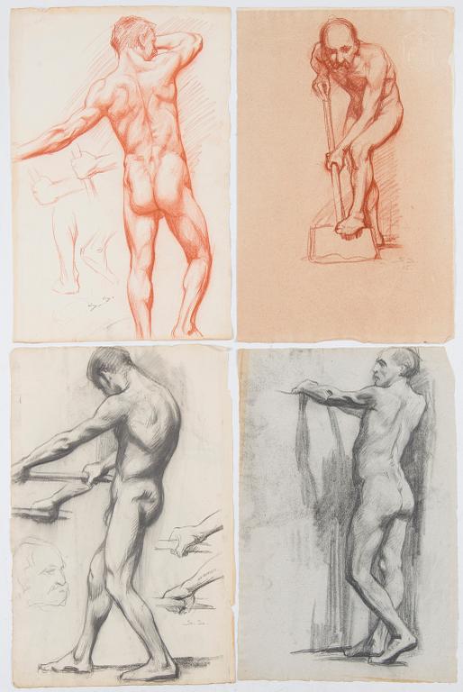 Santeri Salokivi, Konstnärsmapp innehållande sex st. Nakenstudier av Män.
