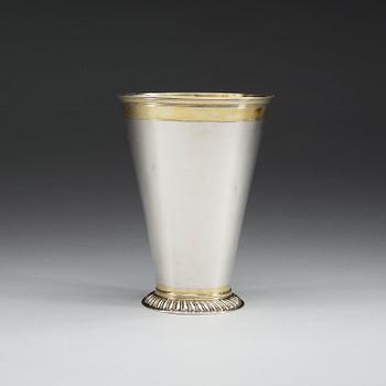 A Baltic 18th century parcel-gilt beaker, makers mark of Johann Friedrich Lamoureux (1763-1797), Riga.