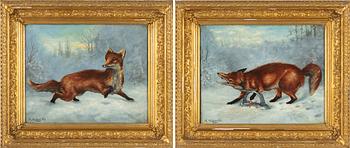 Unknown artist, oil on canvas, a pair, signed H. Holmberg and dated 1883.