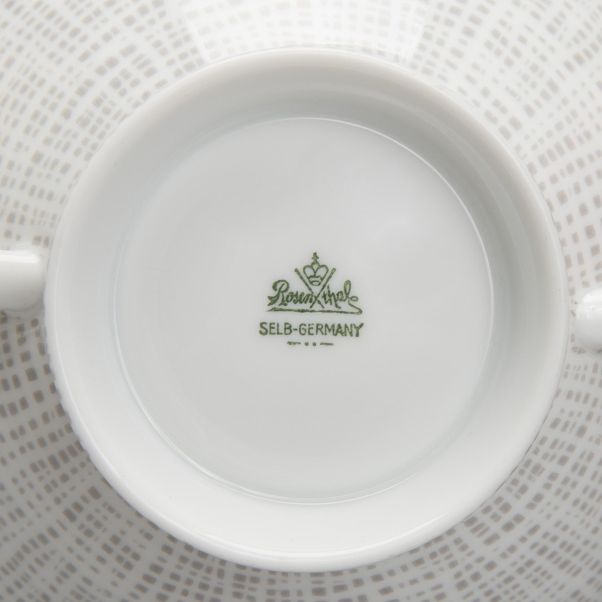 MATSERVIS, 78 delar, porslin, " Form 2000", Richard S. Latham & Raymond Loewy, Rosenthal 1900-talets mitt.