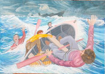 BLOMGREN, VALTER. Olja på duk. Sign o dat apr 1984.