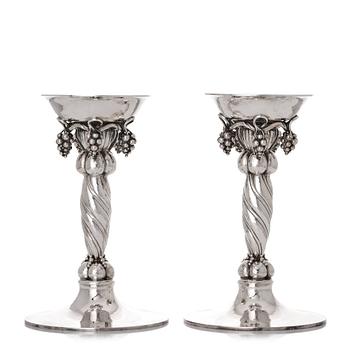 151. Georg Jensen, a pair of sterling silver candlesticks, Copenhagen 1945-77, design nr 263B.