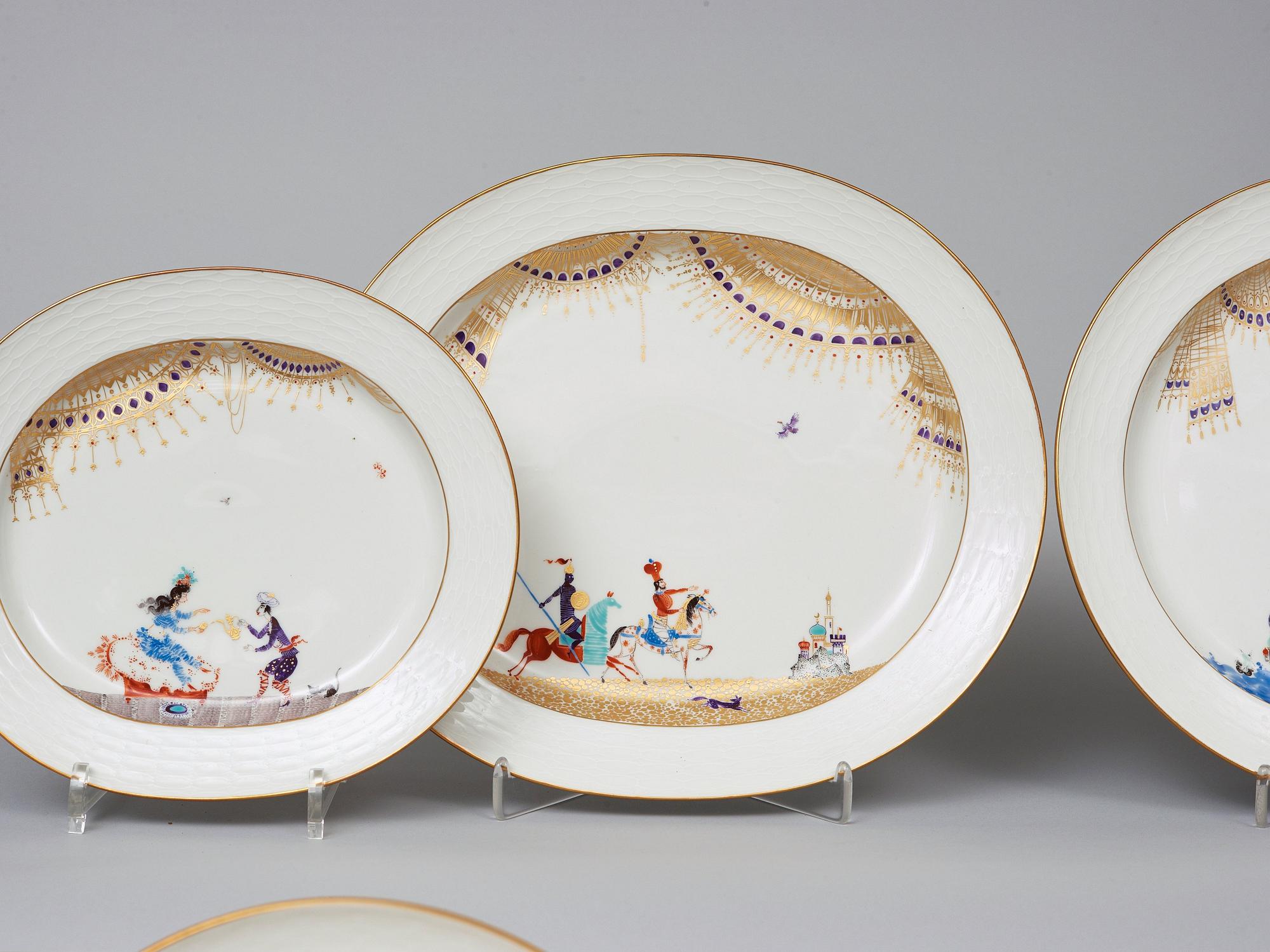 A Meissen 'Arabian Nights' dinner service, 20th Century. (44 pieces).