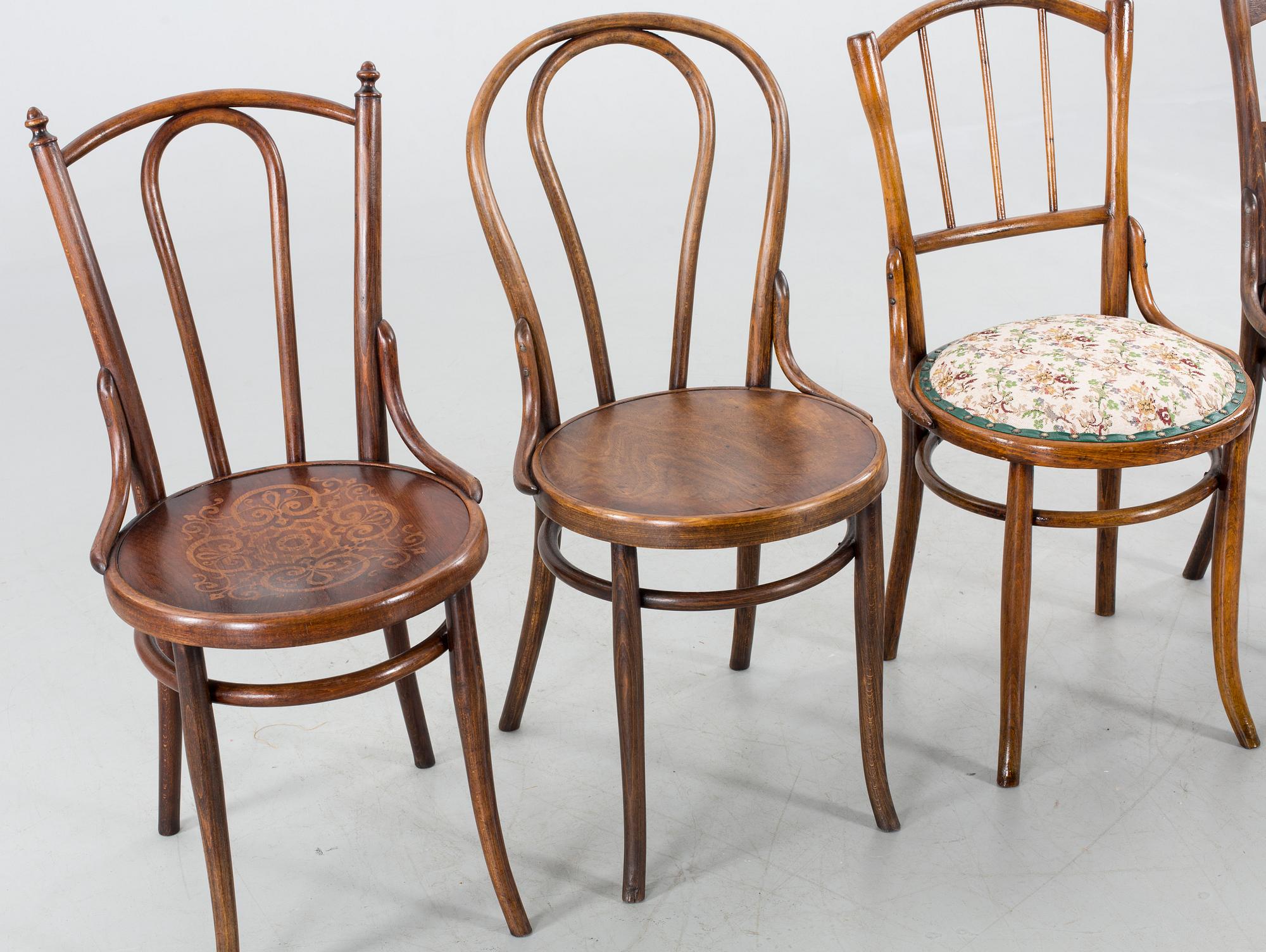 STOLAR, 4 st olika modeller. En märkt Thonet.