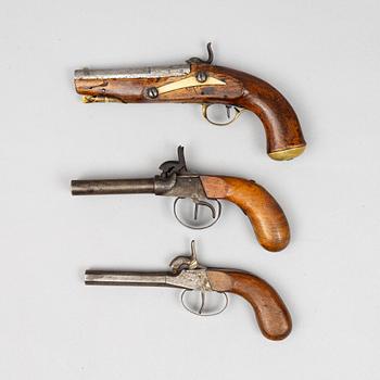 Firing pin pistols, 3 pcs, second half of the 19th century.