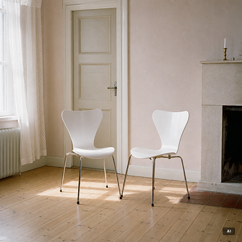 Arne Jacobsen, stolar, 2 st, "Sjuan", 1900-talets slut.