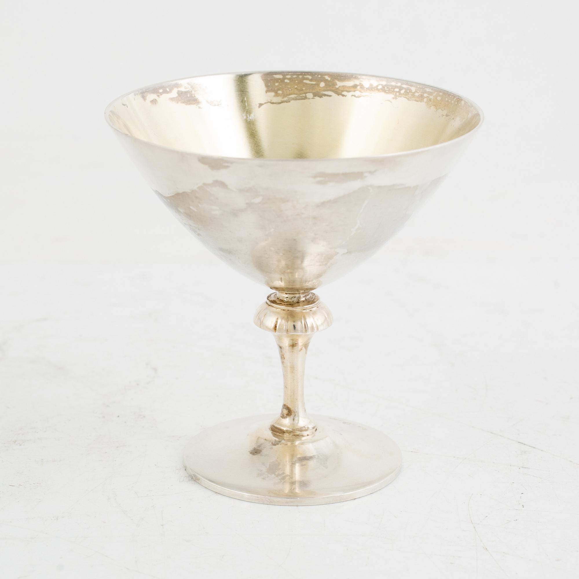 Folke Arström, cocktailglas, 14 st, nysilver, GAB.